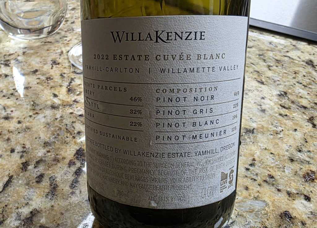 Please The Palate Wine of the Week: WillaKenzie Tourdion Estate Cuvee Blanc 2022, Yamhill-Carlton, Willamette Valley, OR